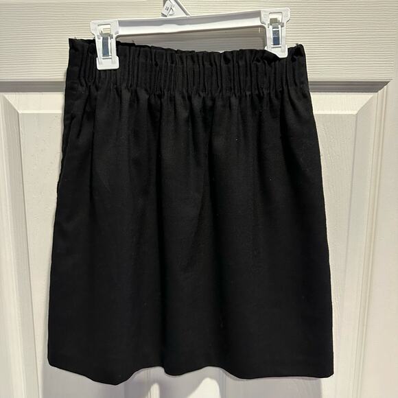 J Crew Size 00 Solid Black Paperbag Sidewalk Wool Blend Mini Skirt Pull On 95435 - Picture 3 of 14